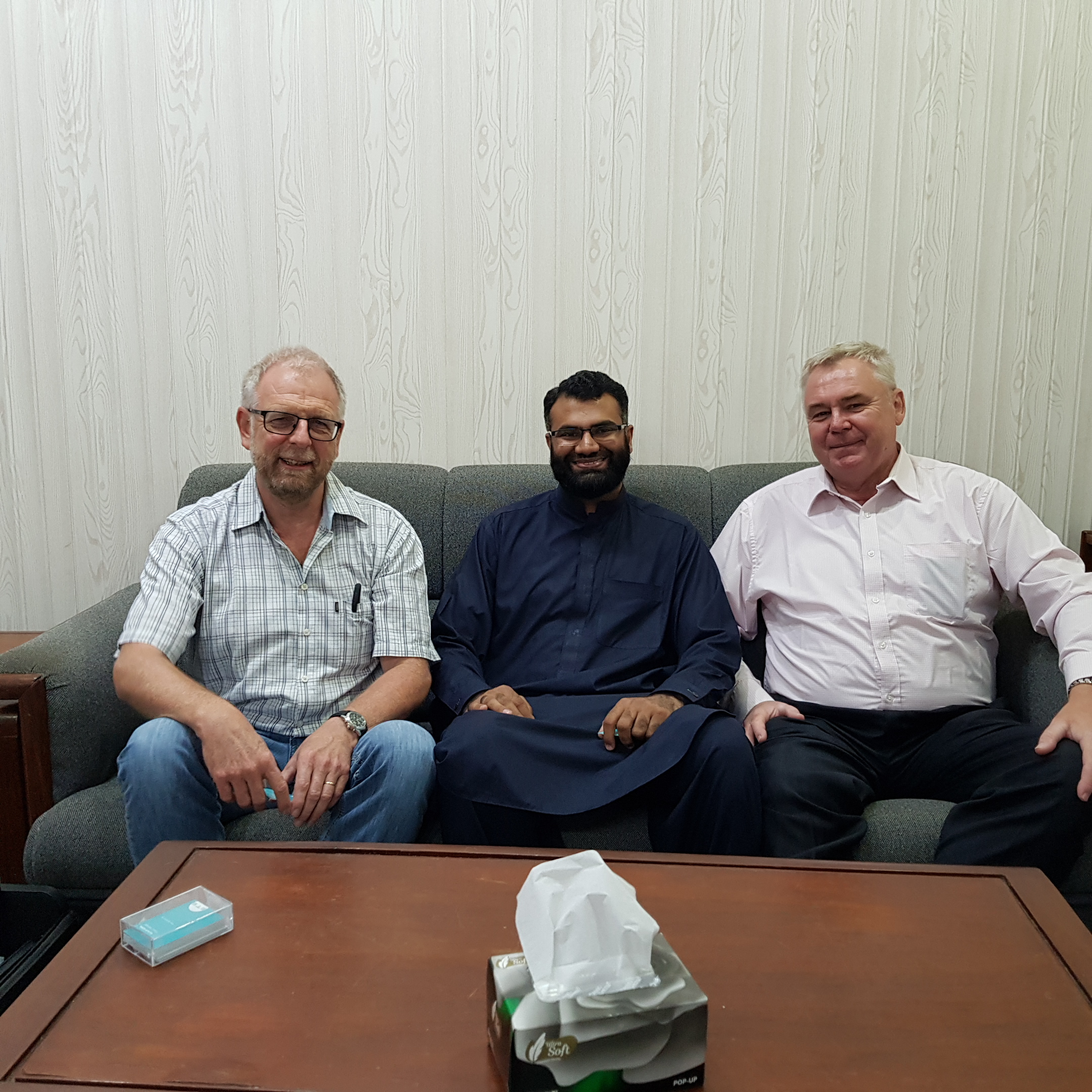 Dr. Usman (Registrar) with Ronald Hummel and Klaus (ETS Didactic)